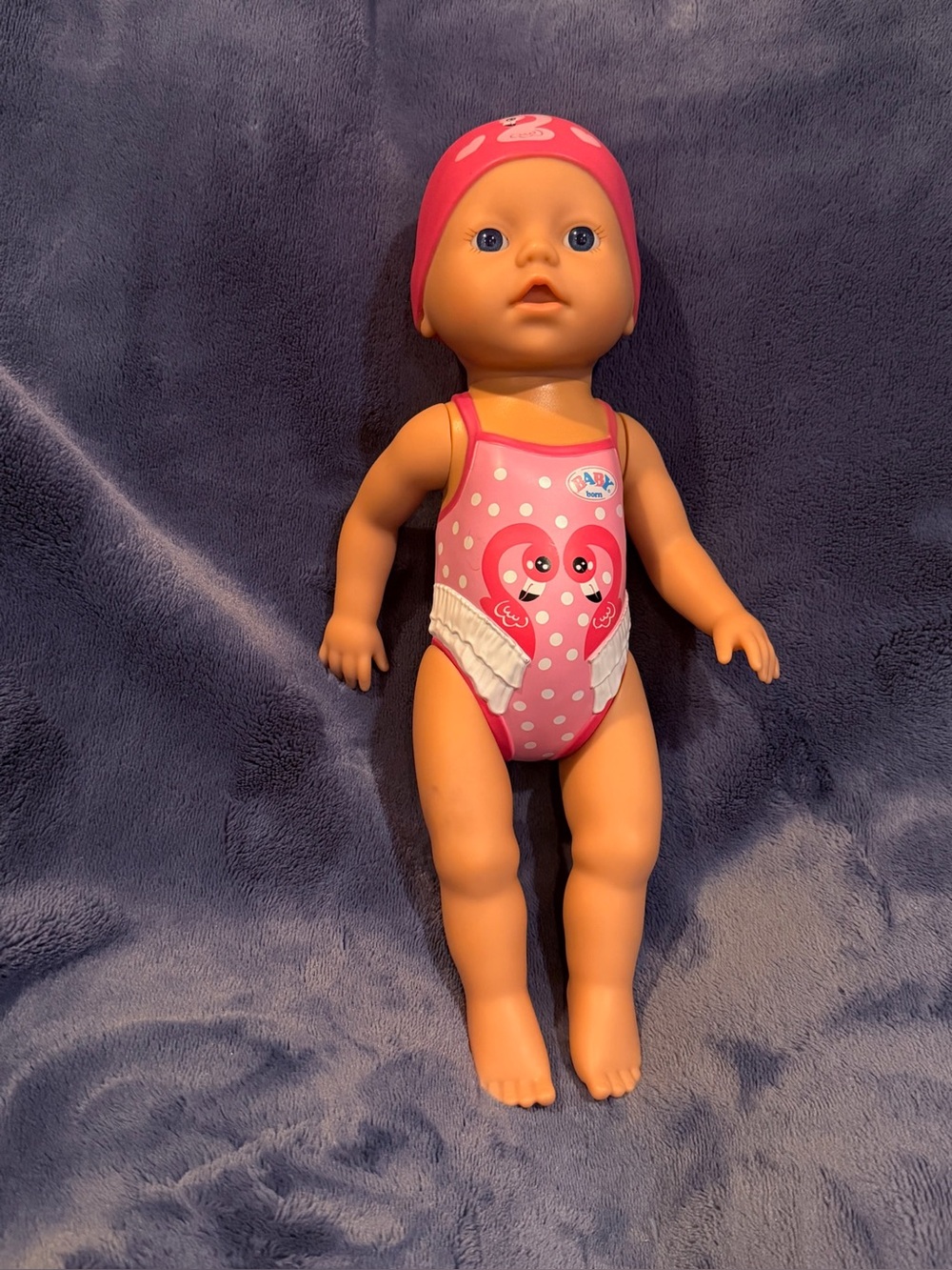 Baby Born My First Swim Girl Lizzie Zapf Creation Pink Flamingo 13"Wind-Up Doll